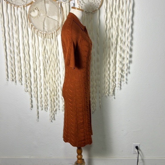 Victor Glemaud Rust Cable Knit Short Sleeve Polo Dress Size Small - Picture 3 of 12